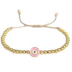 Armband evil eye gold pink