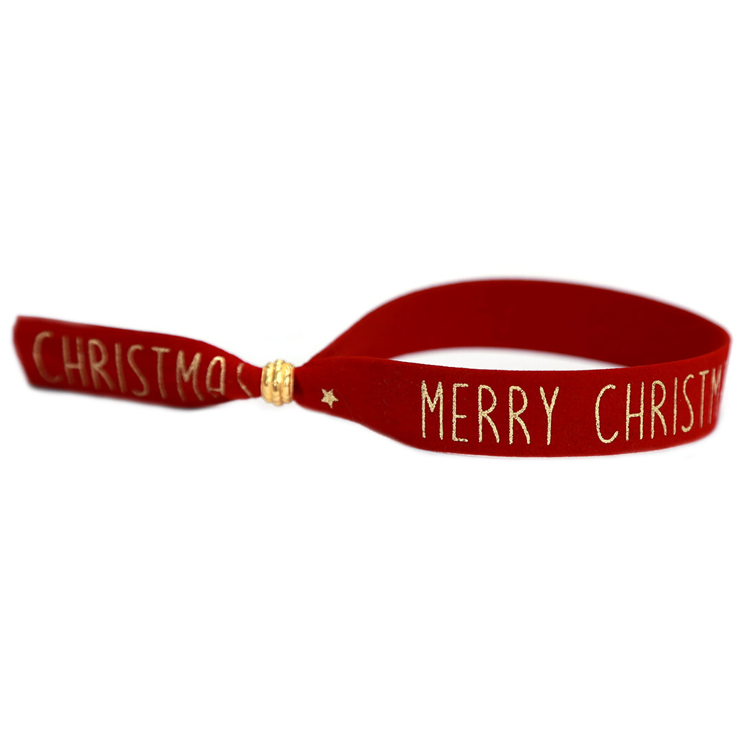 Bracelet suède Joyeux Noël rouge