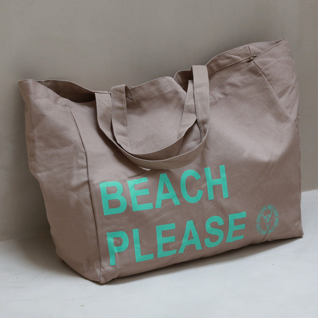 Canvas beach bag beach please taupe