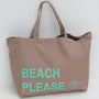 Canvas beach bag beach please turquoise peach