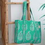 Blockprint shoulder bag leopard green