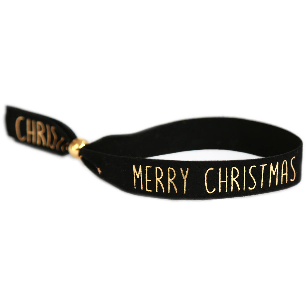 Suede bracelet Merry Christmas black