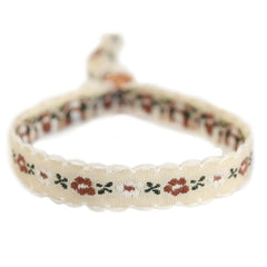 Gewebtes Armband Baumwolle Blume Creme