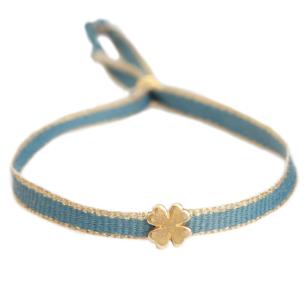 Gewebtes Armband Kleeblau