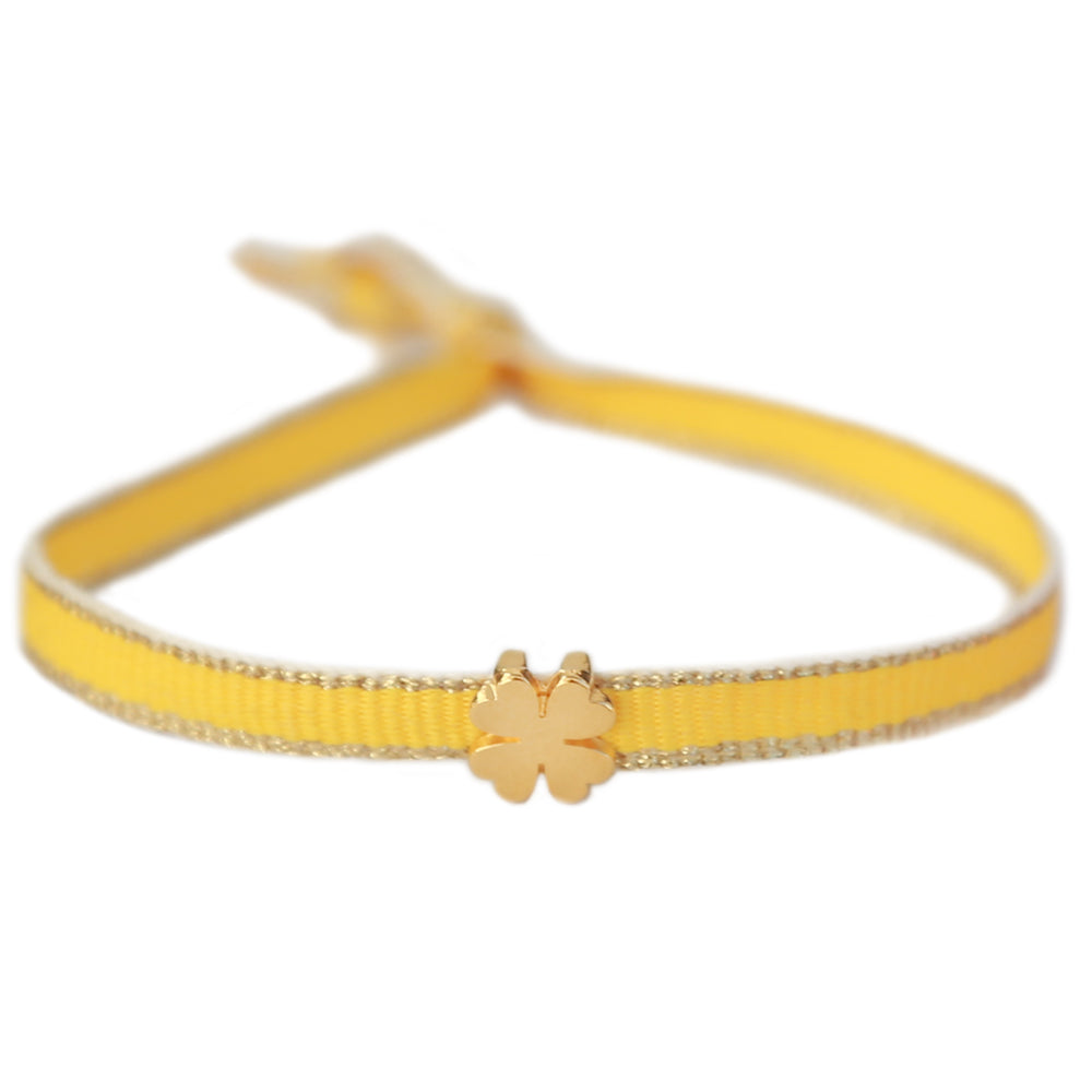 Woven bracelet clover yellow