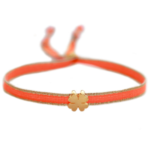 Geweven armband klaver oranje 1000