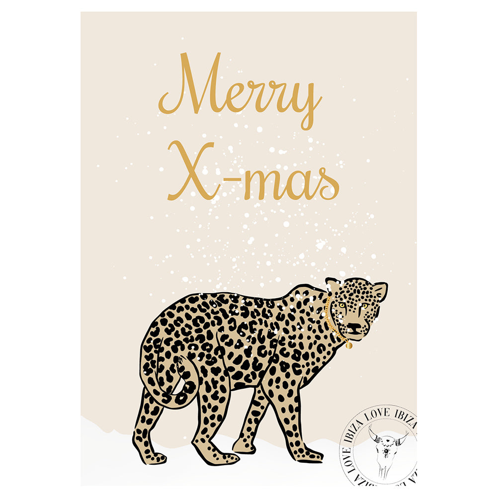 Karte - Frohe Weihnachten Leopard