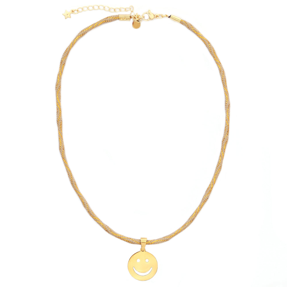 Ketting smiley beige gold