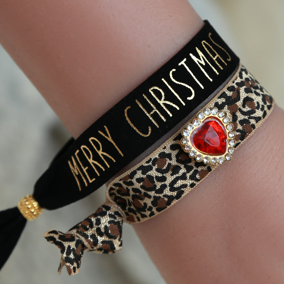 Suede bracelet Merry Christmas black