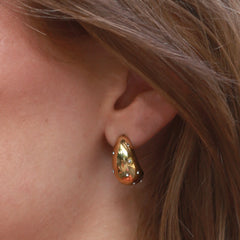 Boucles d'oreilles strass goutte dorées