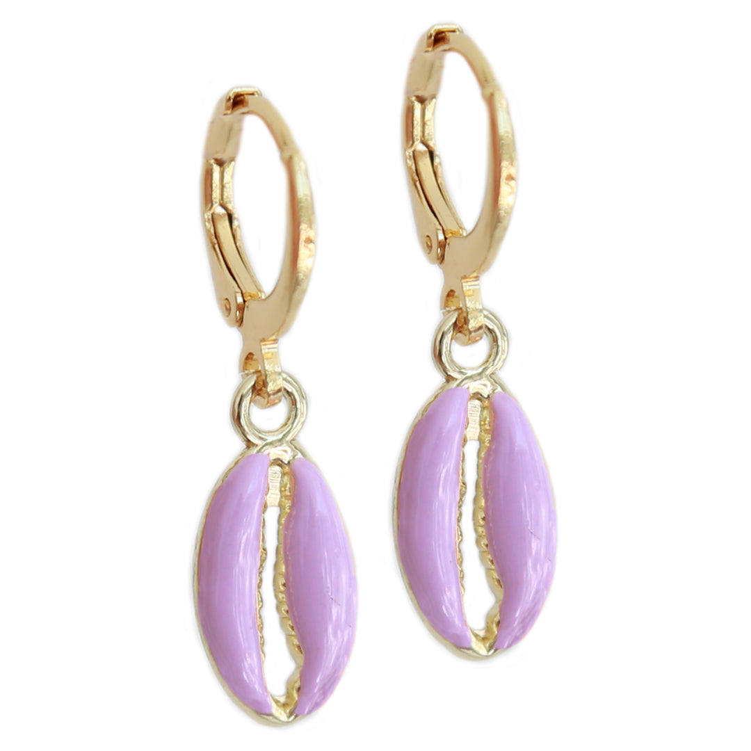 Boucles d'oreilles gold shell purple