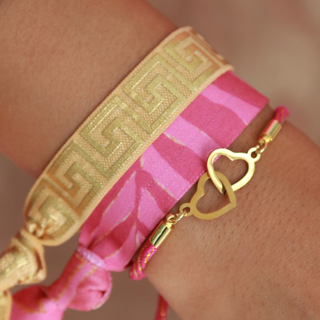 Love Armband – Ibiza pink hearts gold