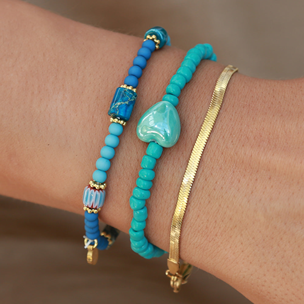 Bracelet stone heart blue