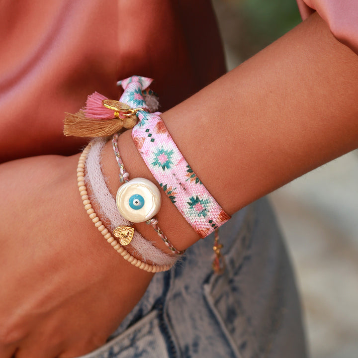 Armband fluffy oud roze