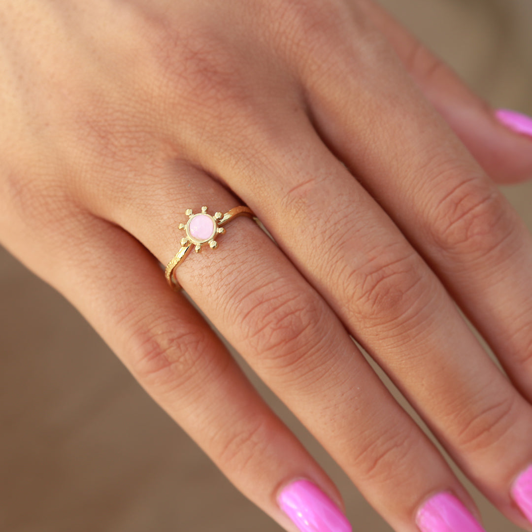 Bague dorée rose soleil