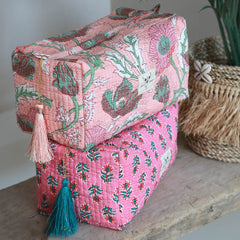 Blockprint toiletry bag Fez blossom peach M