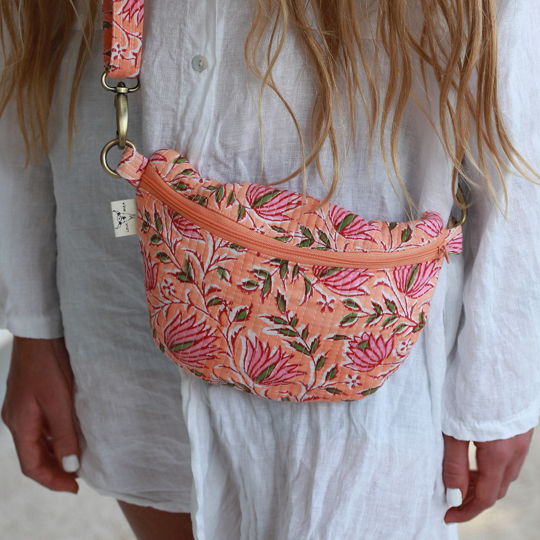 Blockprint sac banane Fez peach