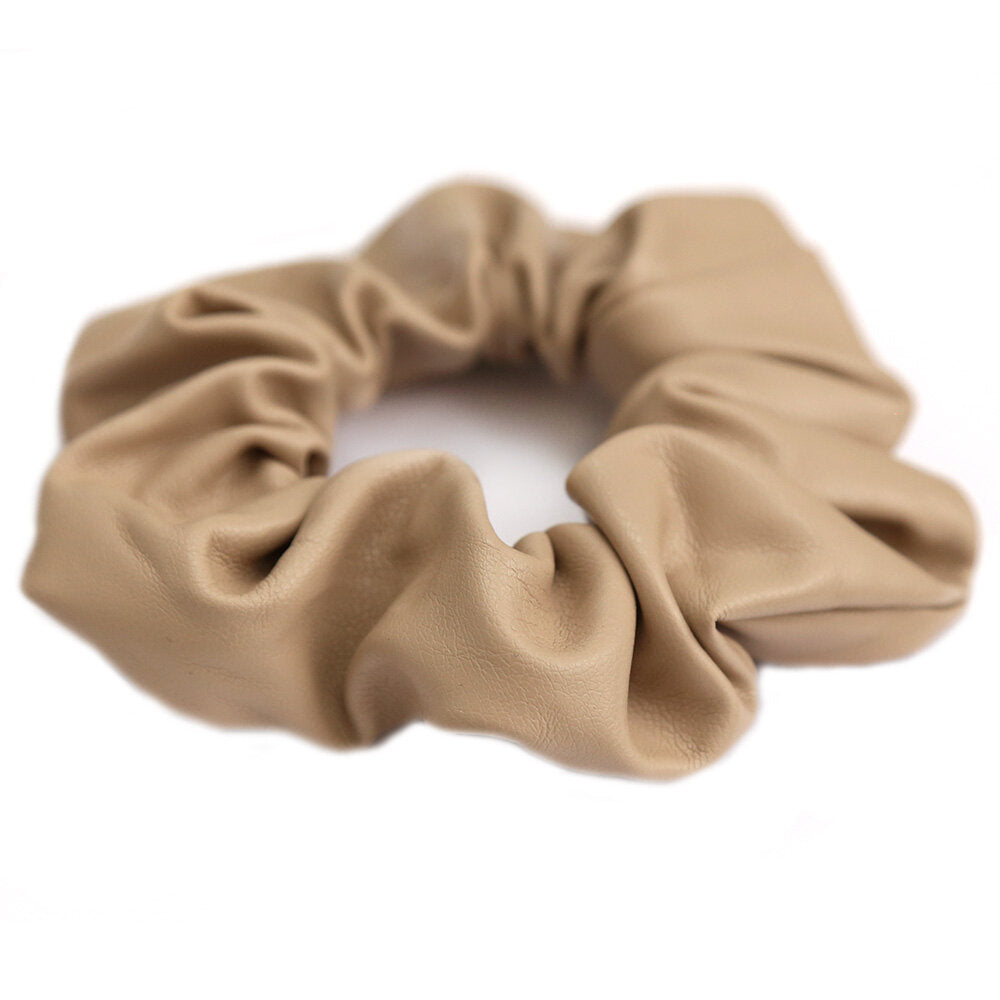 Scrunchie faux leather beige