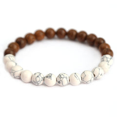 Men bracelet white marble and wood