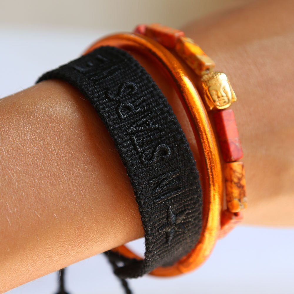 Bracelet tissé in stars we trust noir