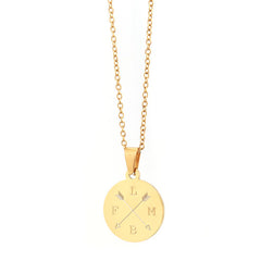 Engraved necklace gold - double arrow &amp; 4 initials