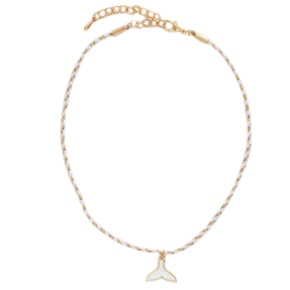 Collier whale tale or blanc