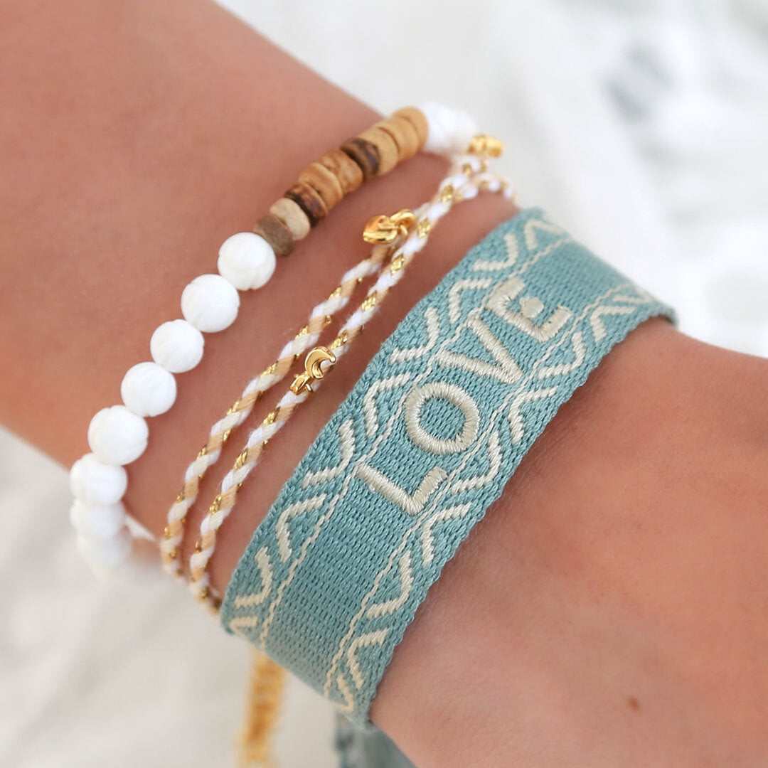 Wrap bracelet blanc moon star heart