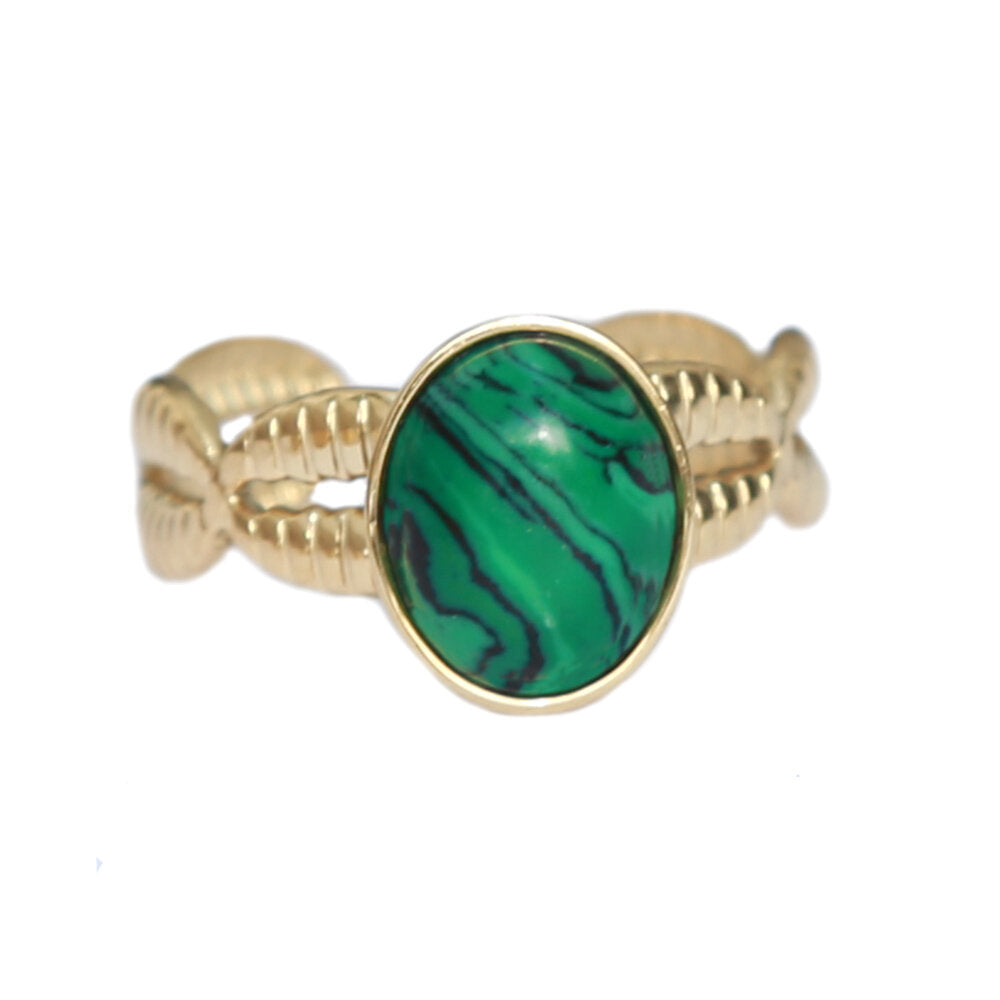 Ring gemstone malachiet gold