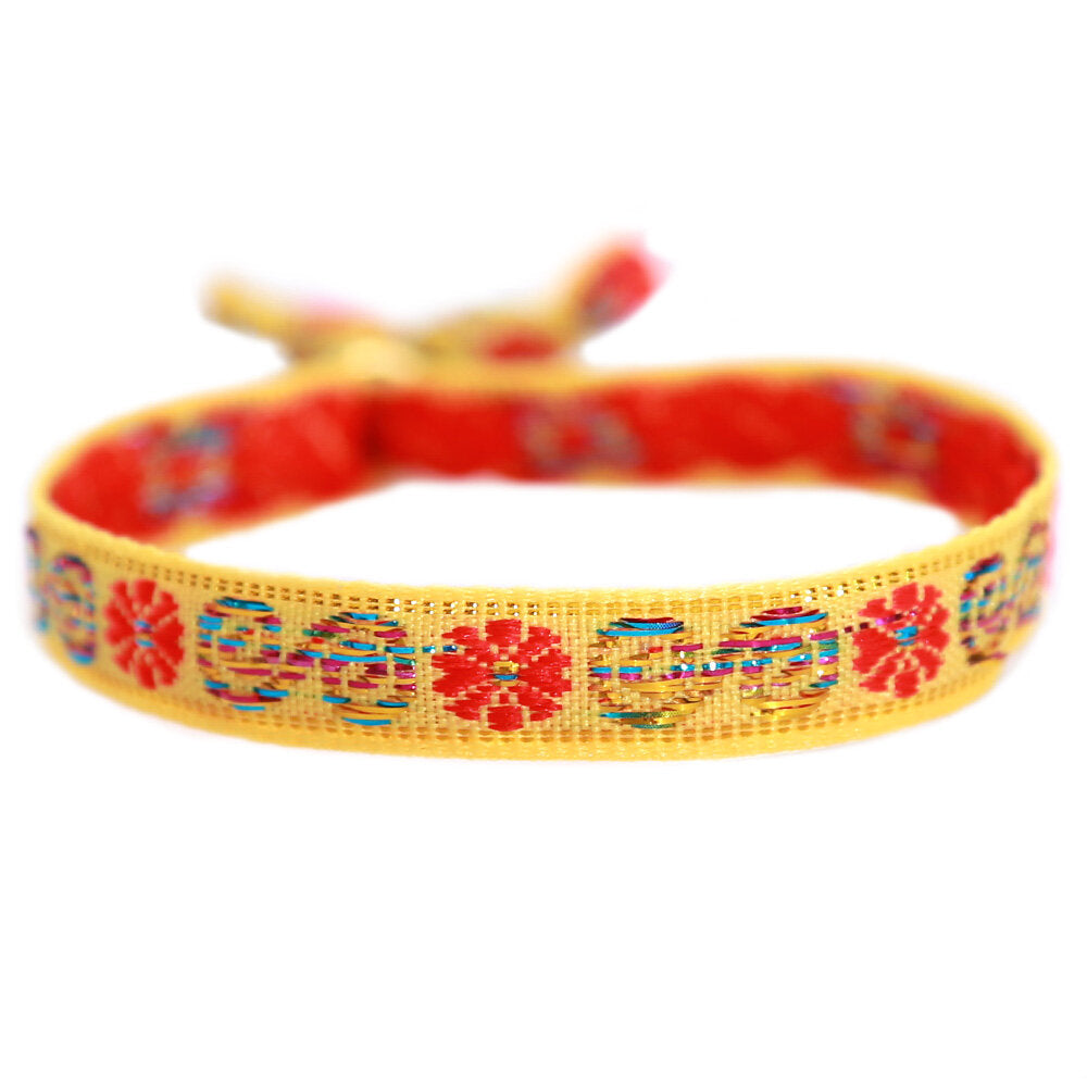 Gewebtes armband flower yellow