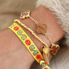 Gewebtes armband flower yellow