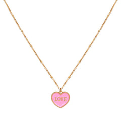 Collier en or pink heart love