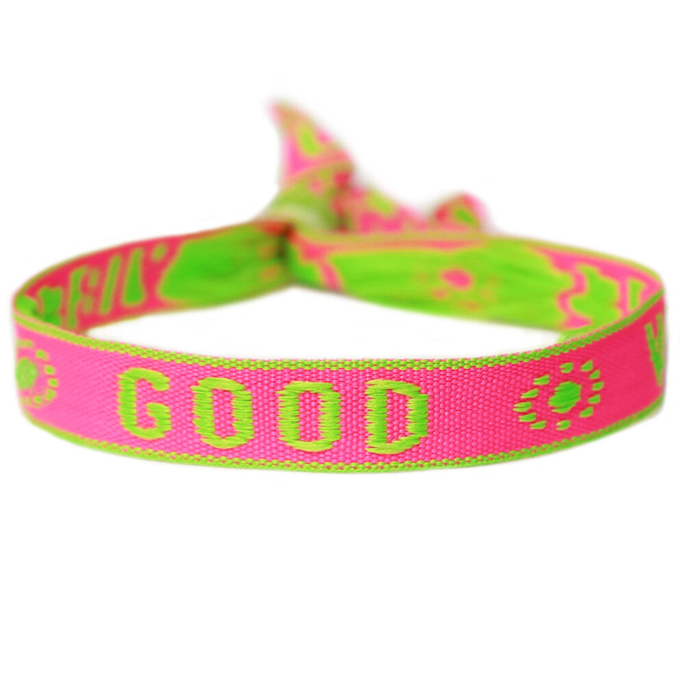 Gewebtes armband good vibes neon