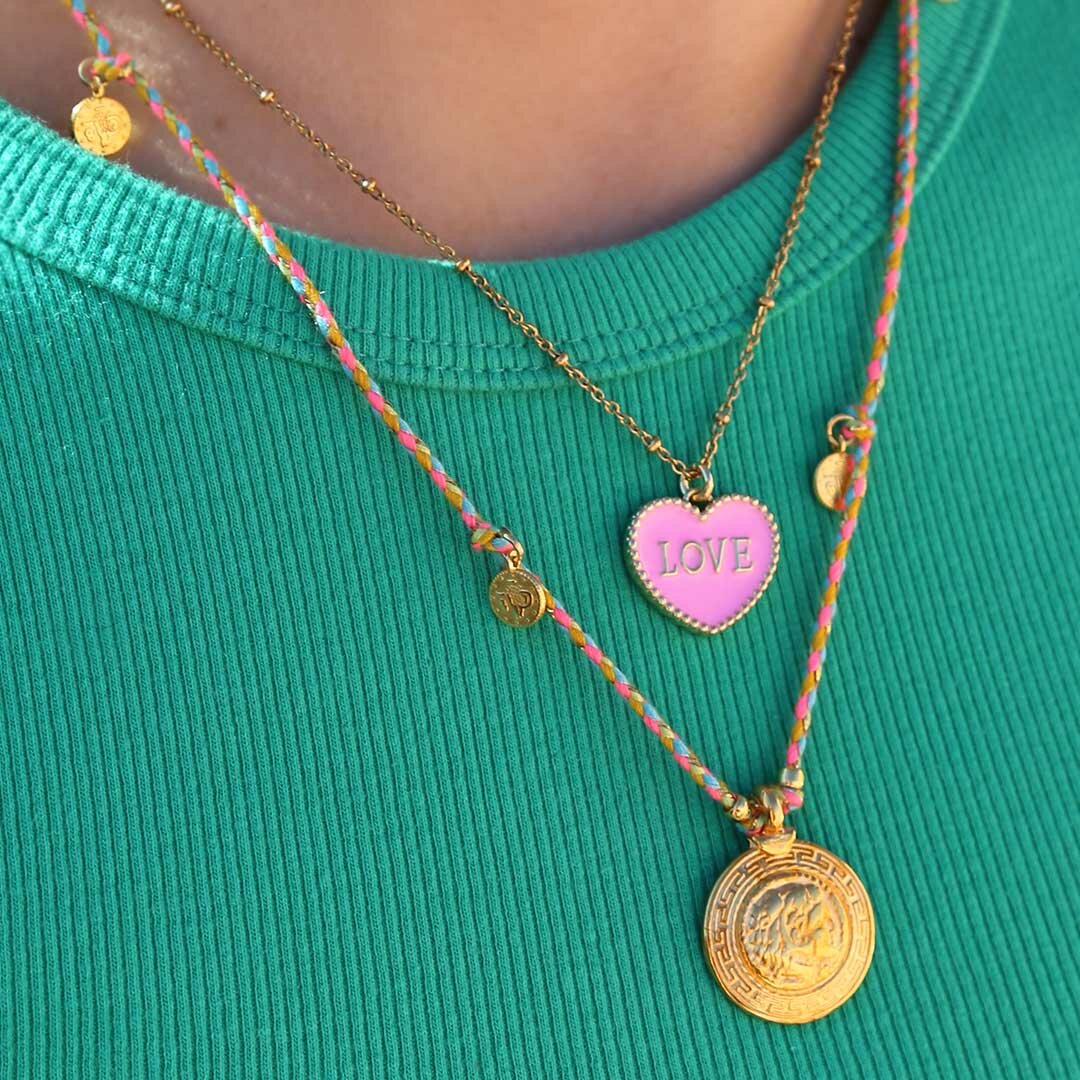 Goldene Kette pink heart love