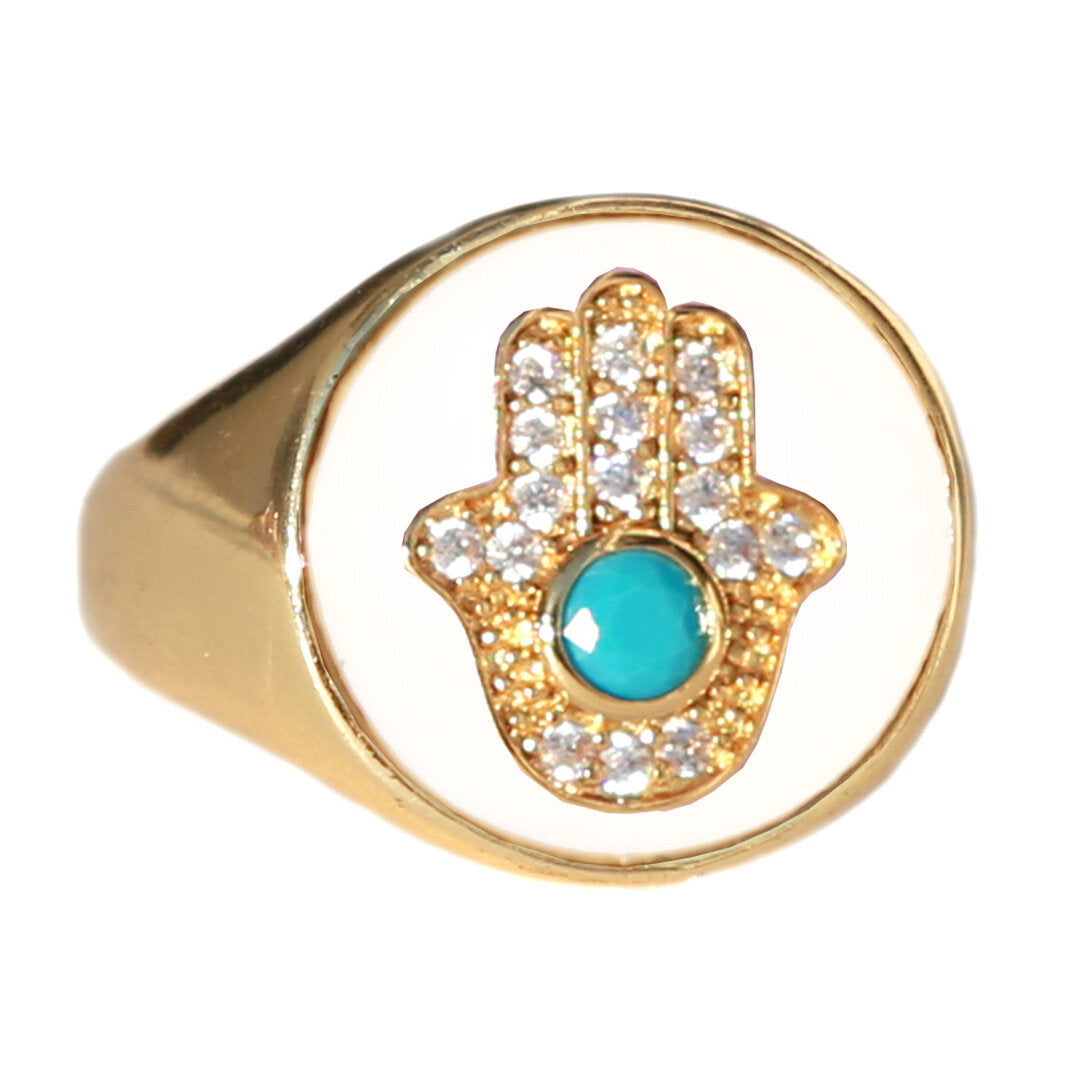 Ring hamsa white